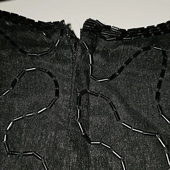 Laurence Kazar Womens Dress Vtg Sz S Beaded Black Silk Evening Zipper VG… - Picture 14 of 16